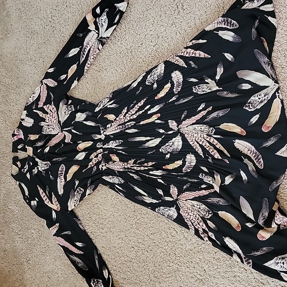Pinky Otto Black Leaves Print Dress Sz. S - Picture 8 of 9